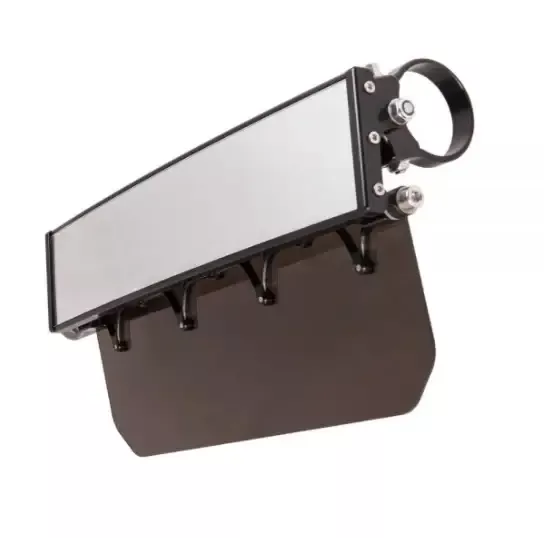 12″ WIDE PANORAMIC REARVIEW MIRROR WITH FOLDING SUN VISOR – TINTED SHIELD