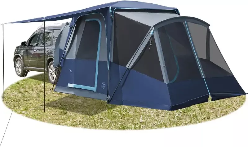 5-9 Person SUV Tent with Screen Porch and Awning for Family Camping Weather Resistant and Portable Van or Car Tent Includes Rainfly and Storage Bag 13 W X 10 L X 7.1 H Blue