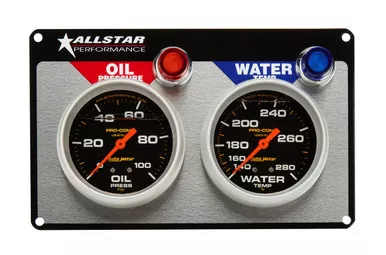 Allstar Performance - 2 Gauge Panel A/M OP/WT Liquid Filled