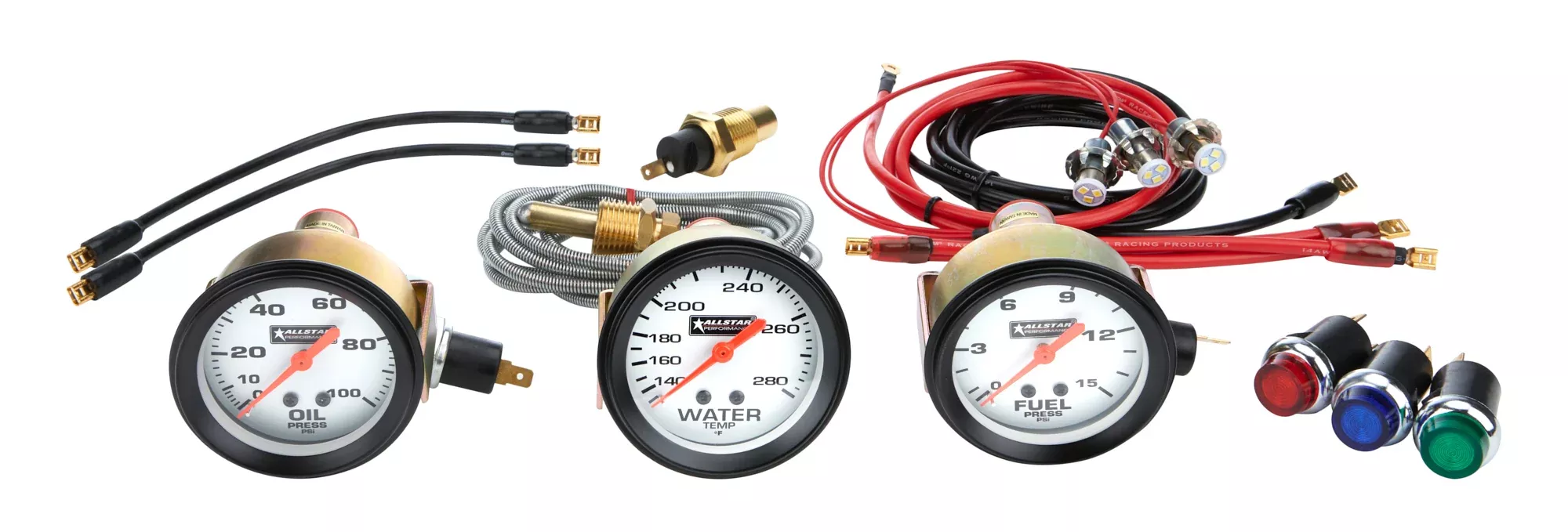 Allstar Performance - 3 Gauge Kit OP/WT/FP NO PLATE