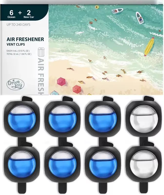 Car Air Freshener Vent Clips, 8 PK, 6 Ocean, 2 New Car Scent, Car Fresheners for Men Women, Up to 240 Days, Long Lasting Air Freshener for Car, Odor Eliminator