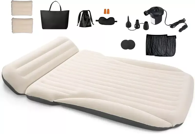 Car Bed with The Most Complete Sleeping Accessories|Leakproof Comfortable Durable Car Mattress|Built-in Pillow with Pump Air Mattress|for SUV Minivan Mpv Road Trip Inflatable Bed