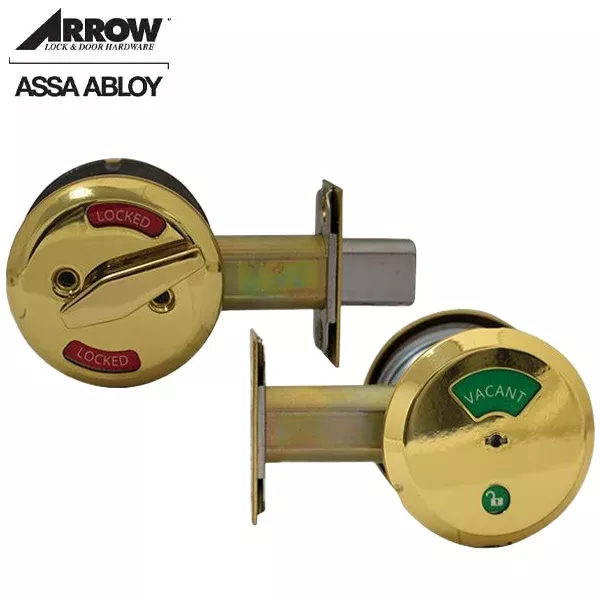 *Discontinued* Arrow - E50 - Indicator Deadbolt - Inside Thumb Turn - Non-Keyed - Non-Handed - Grade 2 - Bright Brass