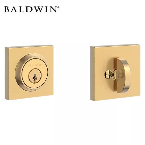 *Discontinued* Baldwin - 9BR3803 - Contemporary Square Deadbolt - Single Cylinder - Satin Brass