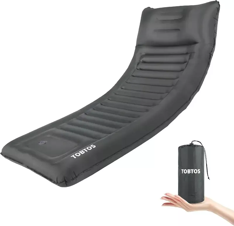 Inflatable Camping Sleeping Pad with Pillow Thick 6 Inch Ultralight Sleeping Pad with Built-in Pump Lightweight Sleeping Mat for Camping Backpacking Hiking Tent (Grey)
