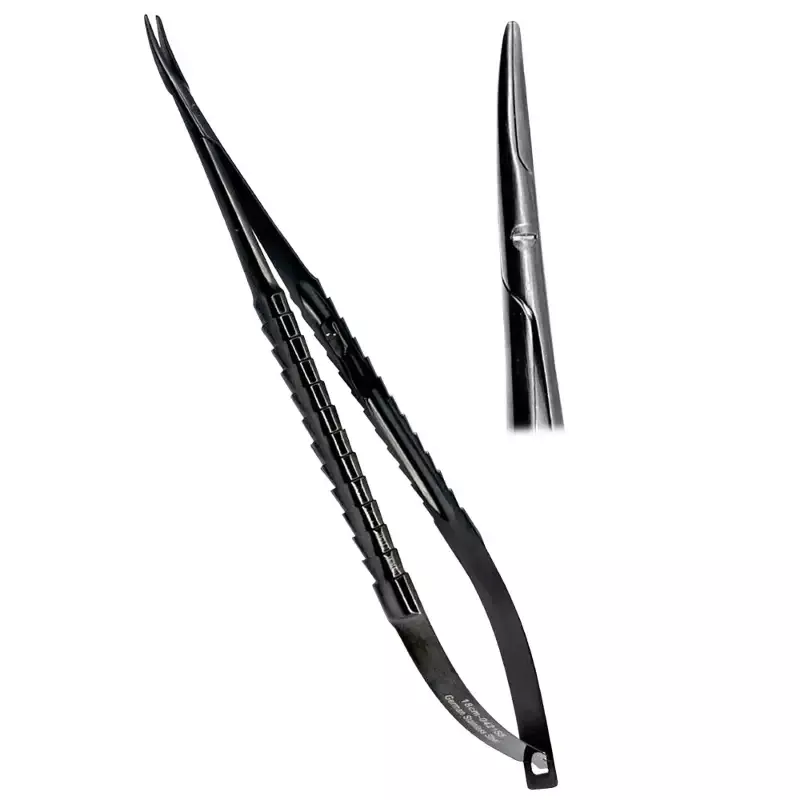 Micro Needle Holder TC 18cm Curved Locking ,