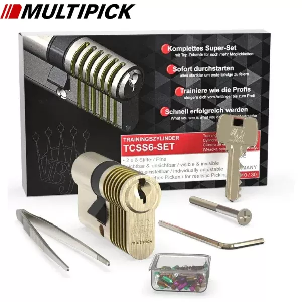 Multipick -TCSS6-SET - 6 pin advanced Euro Profile Training Lock set + Pinning kit