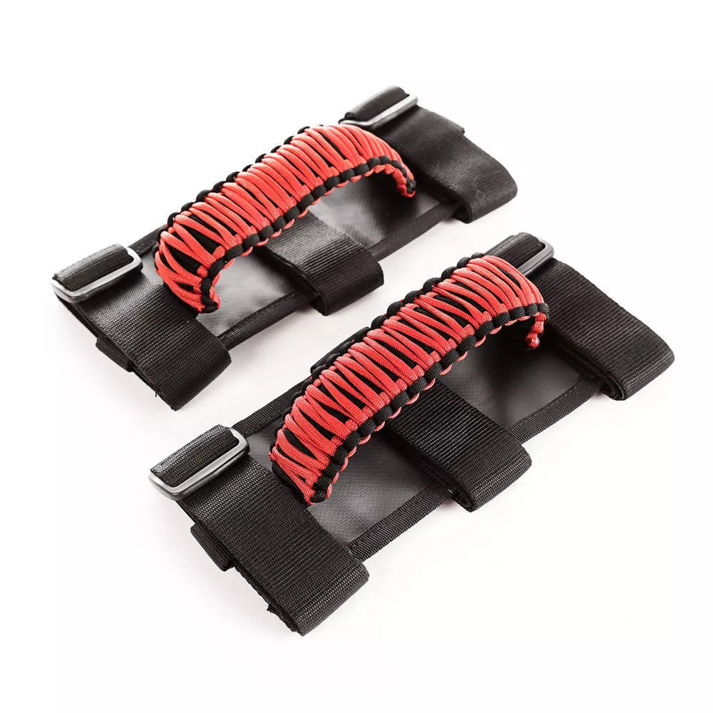 Paracord Grab HandlesR ed/Black Pair