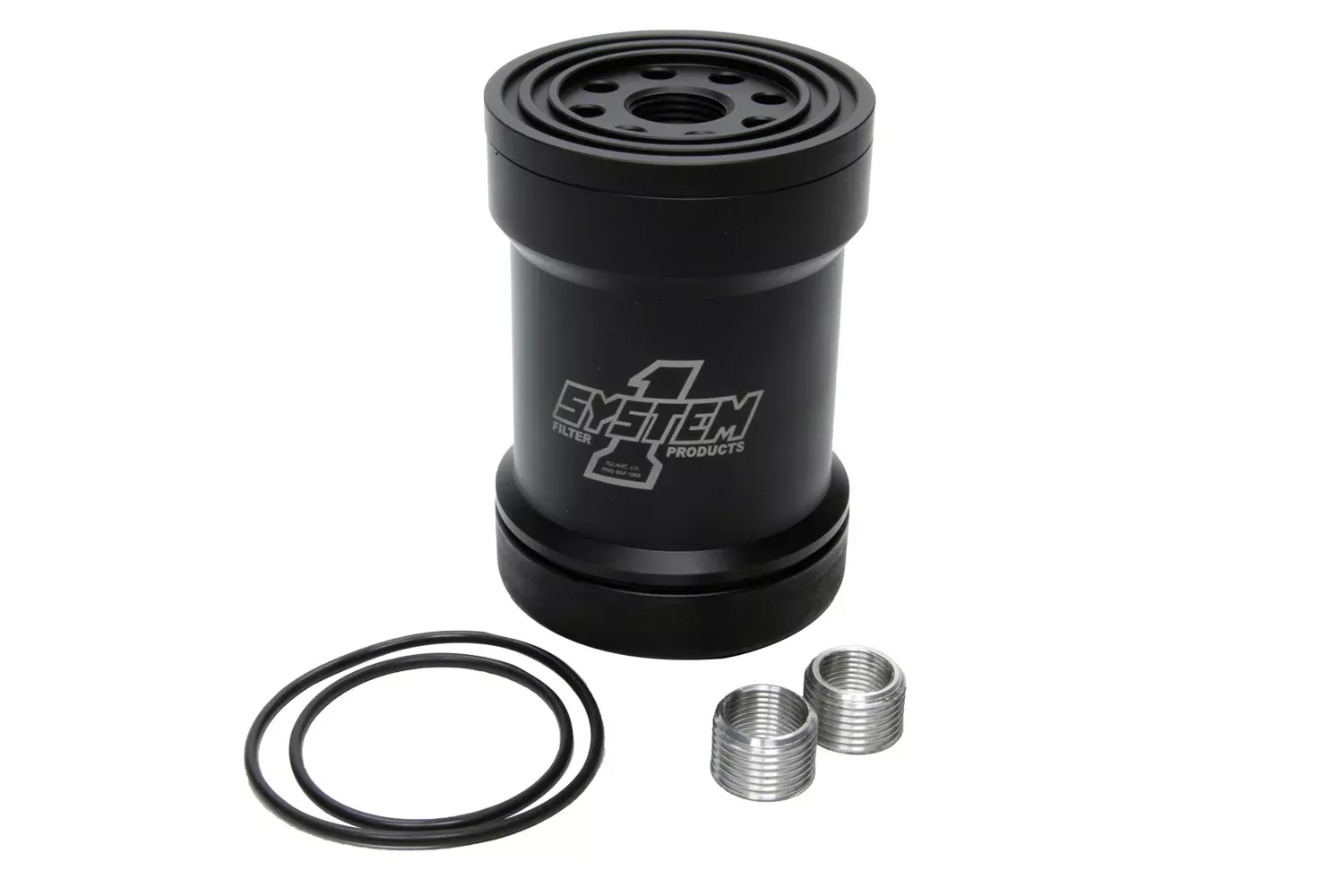 System One - Billet Oil Filter w/Blt Cap 75 Micron - Black