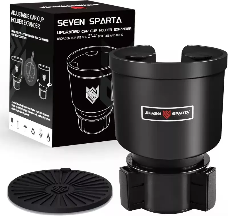Upgraded Car Cup Holder Expander Adapter with Offset Adjustable Base Compatible with Yeti 14/24/36/46oz Ramblers Hydro Flasks 32/40oz Other Large Bottles Mugs in 3.5-4.0 1 Pack