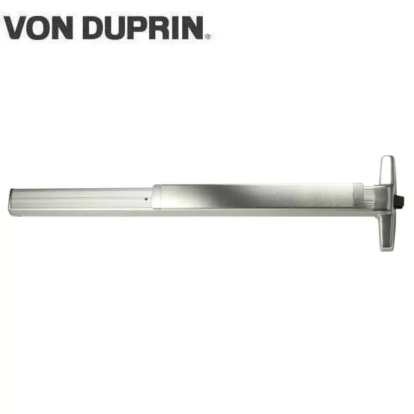 Von Duprin - 33AEO - Narrow Stile Pushpad - Rim Exit Device - Exit Only - 48" - Less Trim - Hex Key Dogging - Non-Handed - 626/US26D - Satin Chrome